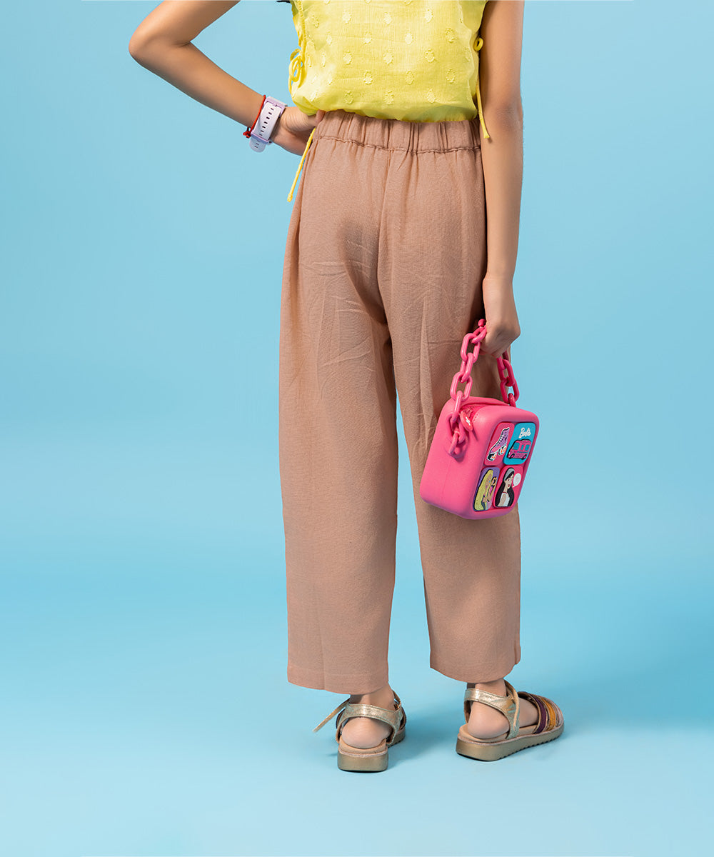 Happy Thread Linen Girls Pants - Peach Bud