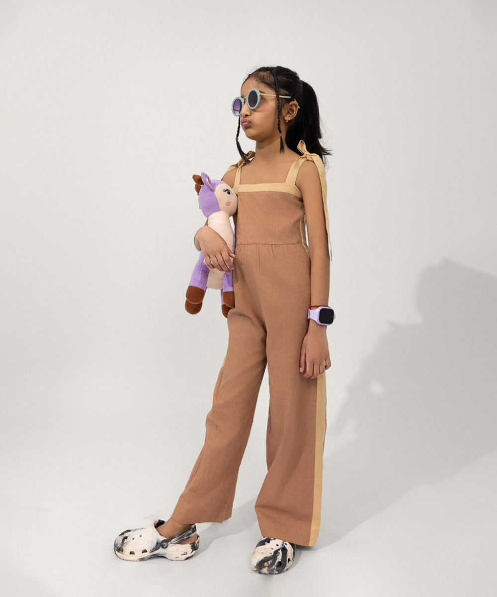 Mini Trend Girls Jumpsuit - Mocha Mousse