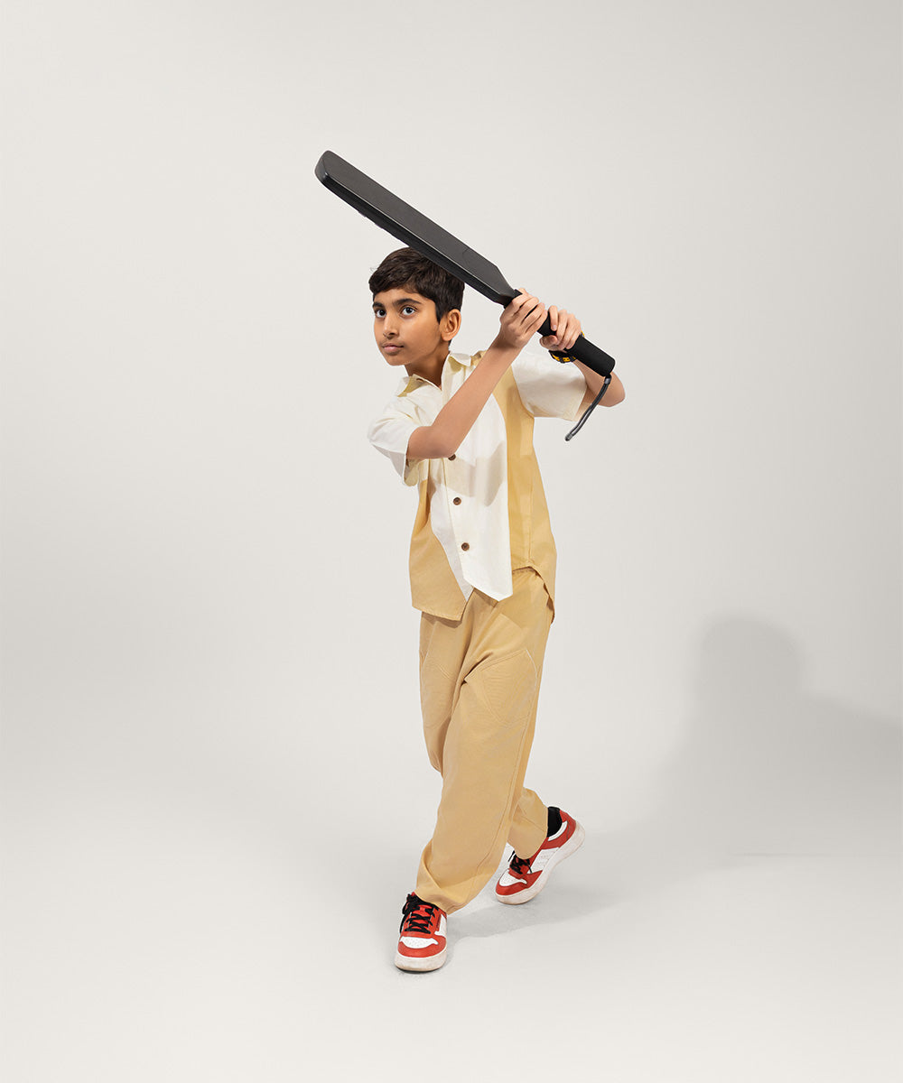 NextGen Colour Block Boys Co-ord Sets - Warm Vanilla Latte & Marshmallow