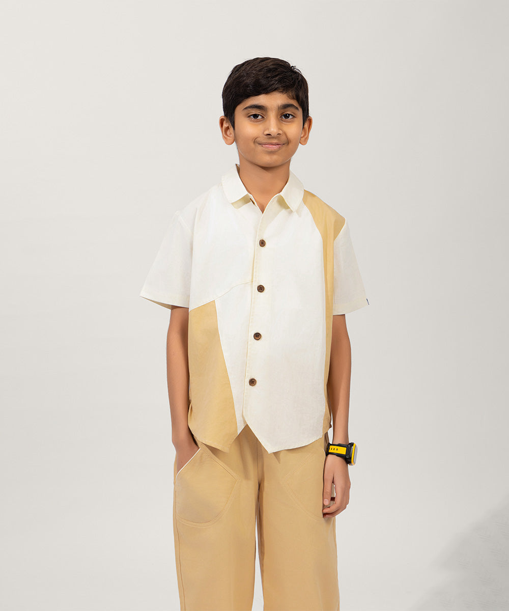 NextGen Colour Block Boys Co-ord Sets - Marshmallow & Vanilla Latte