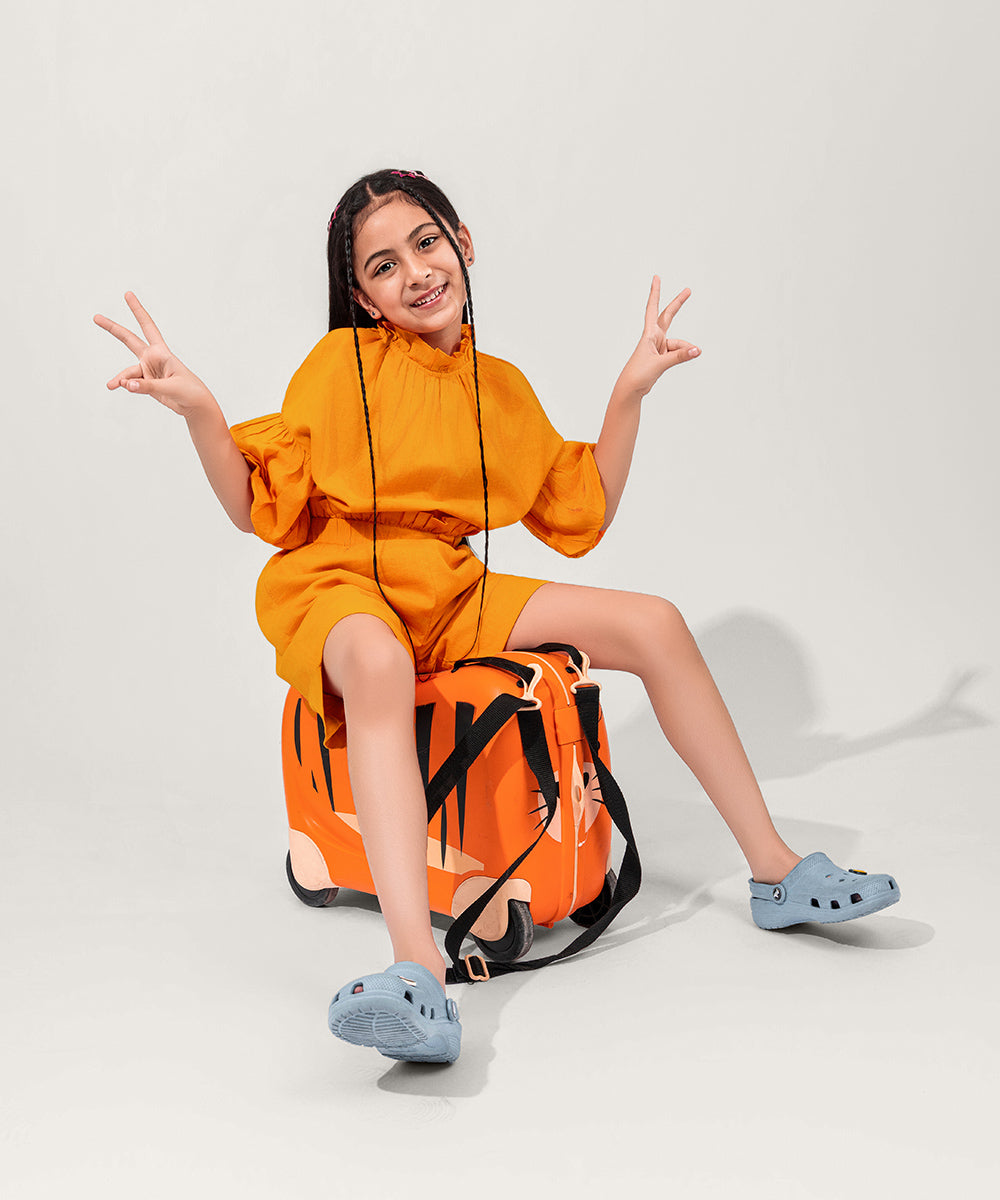 Frill Pop Girls Co-ord Sets - Sunset Orange