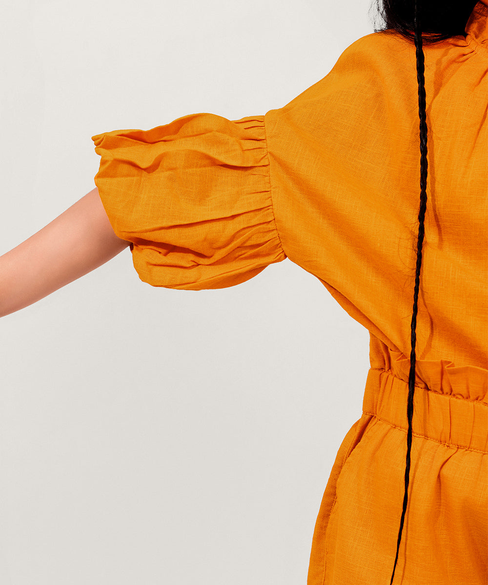Frill Pop Girls Co-ord Sets - Sunset Orange