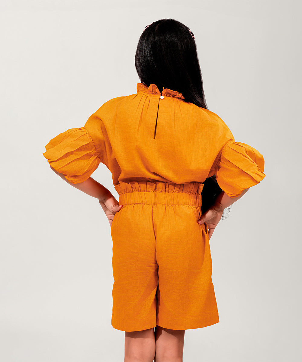 Frill Pop Girls Co-ord Sets - Sunset Orange