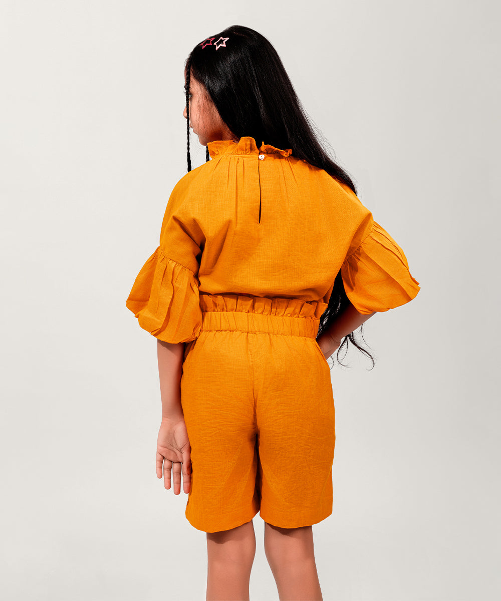 Frill Pop Girls Co-ord Sets - Sunset Orange