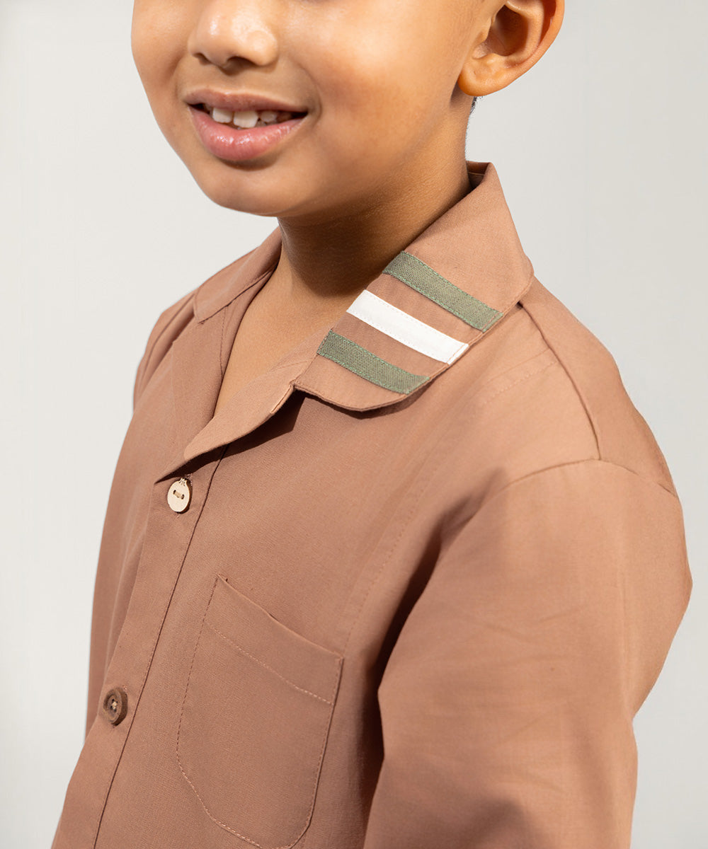 Little Explorer Co-ord Set - Mocha Mousse & Slate Grey