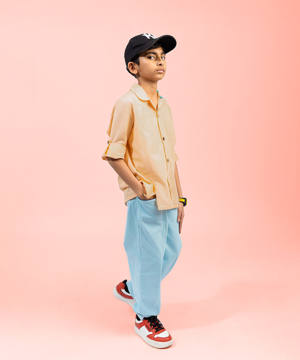 Metro Look Button-Up Boys Shirt - Pastel Peach