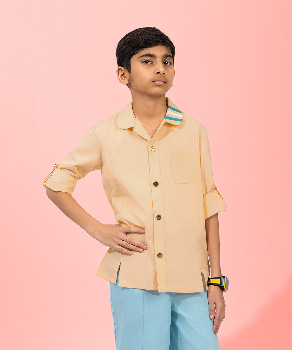 Metro Look Button-Up Boys Shirt - Pastel Peach