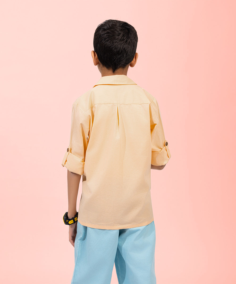 Metro Look Button-Up Boys Shirt - Pastel Peach