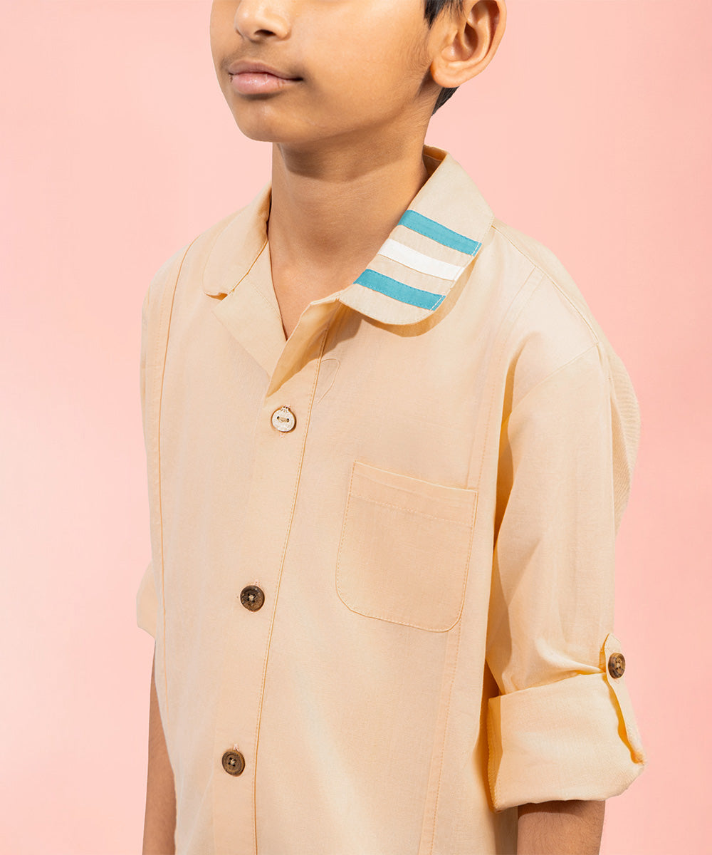 Metro Look Button-Up Boys Shirt - Pastel Peach