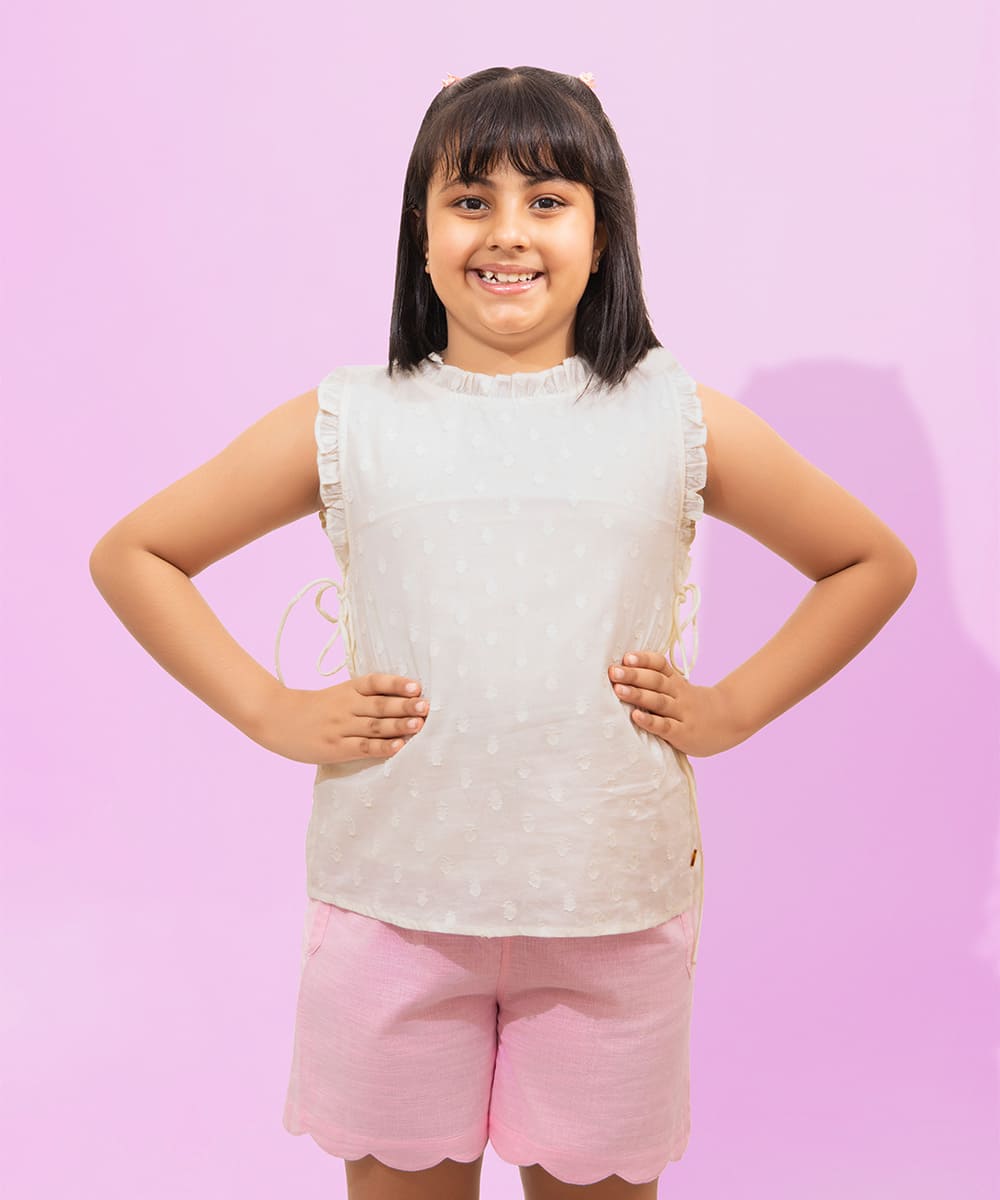 Blossom Breeze Sleeveless Girls Top - Marshmallow
