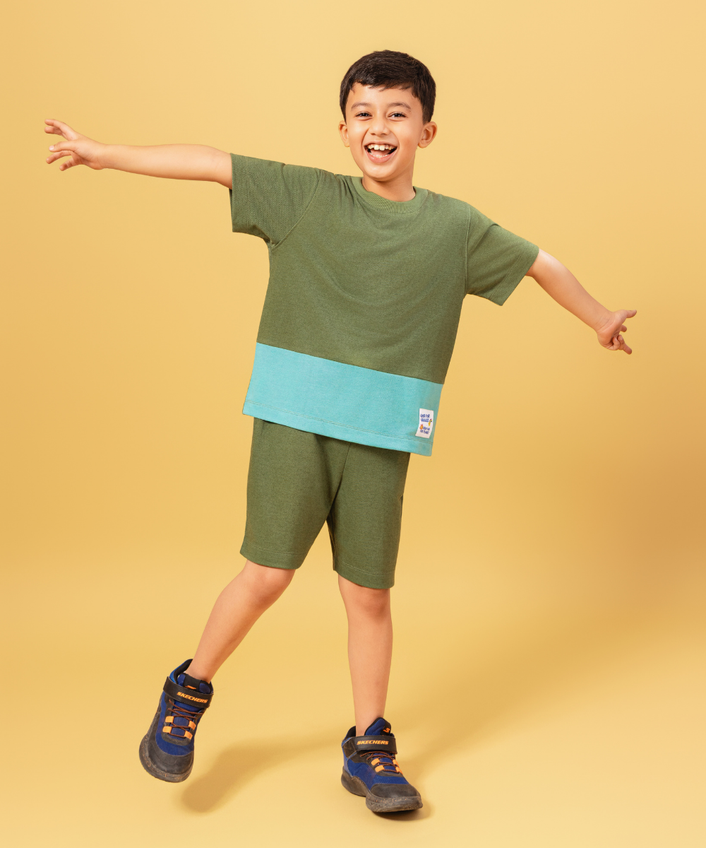 Round The Clock Boys Co-ord Sets - Avocado & Dusty Turquoise