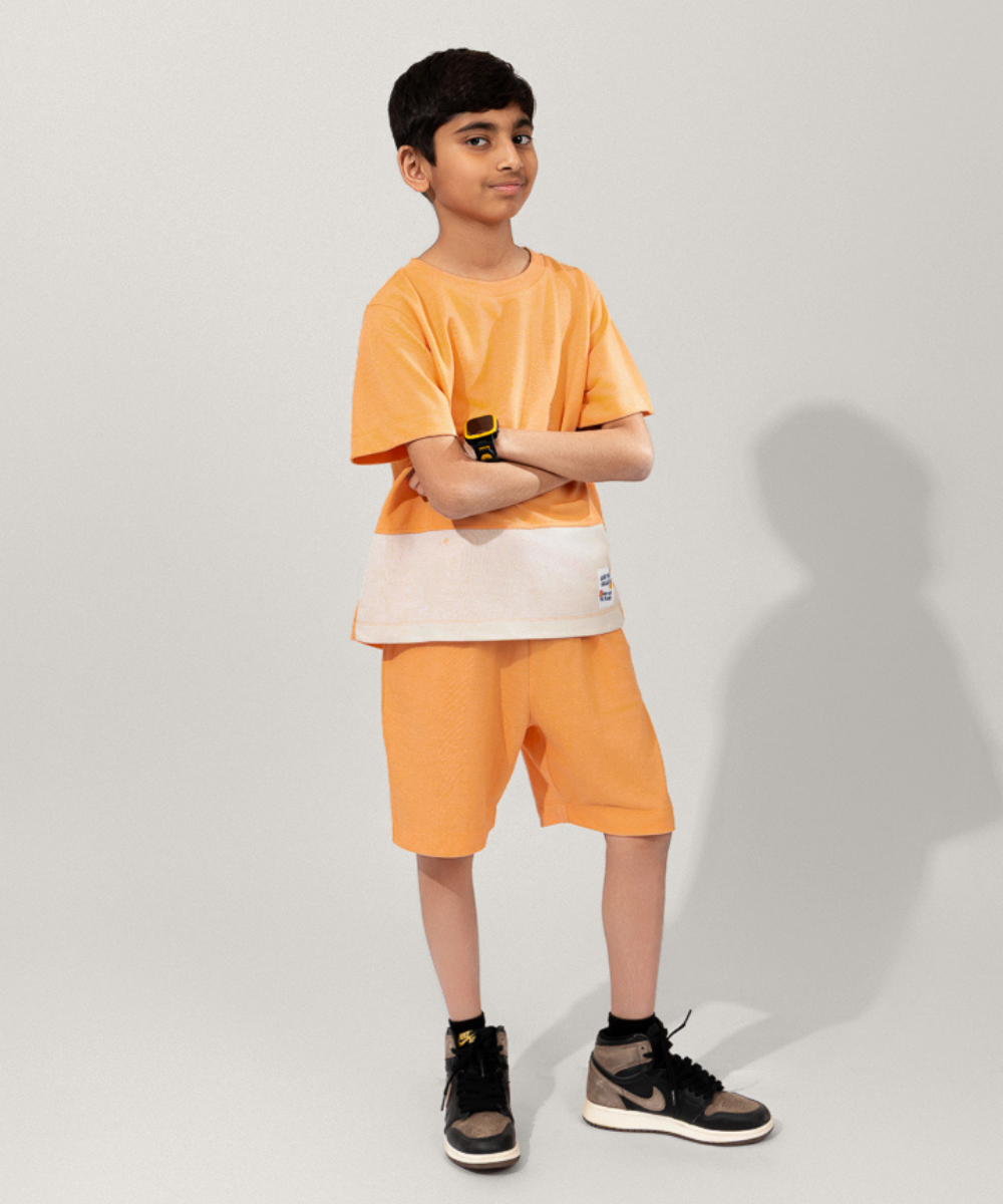 Round The Clock Boys Co-ord Sets - Peach Melon & Marshmallow