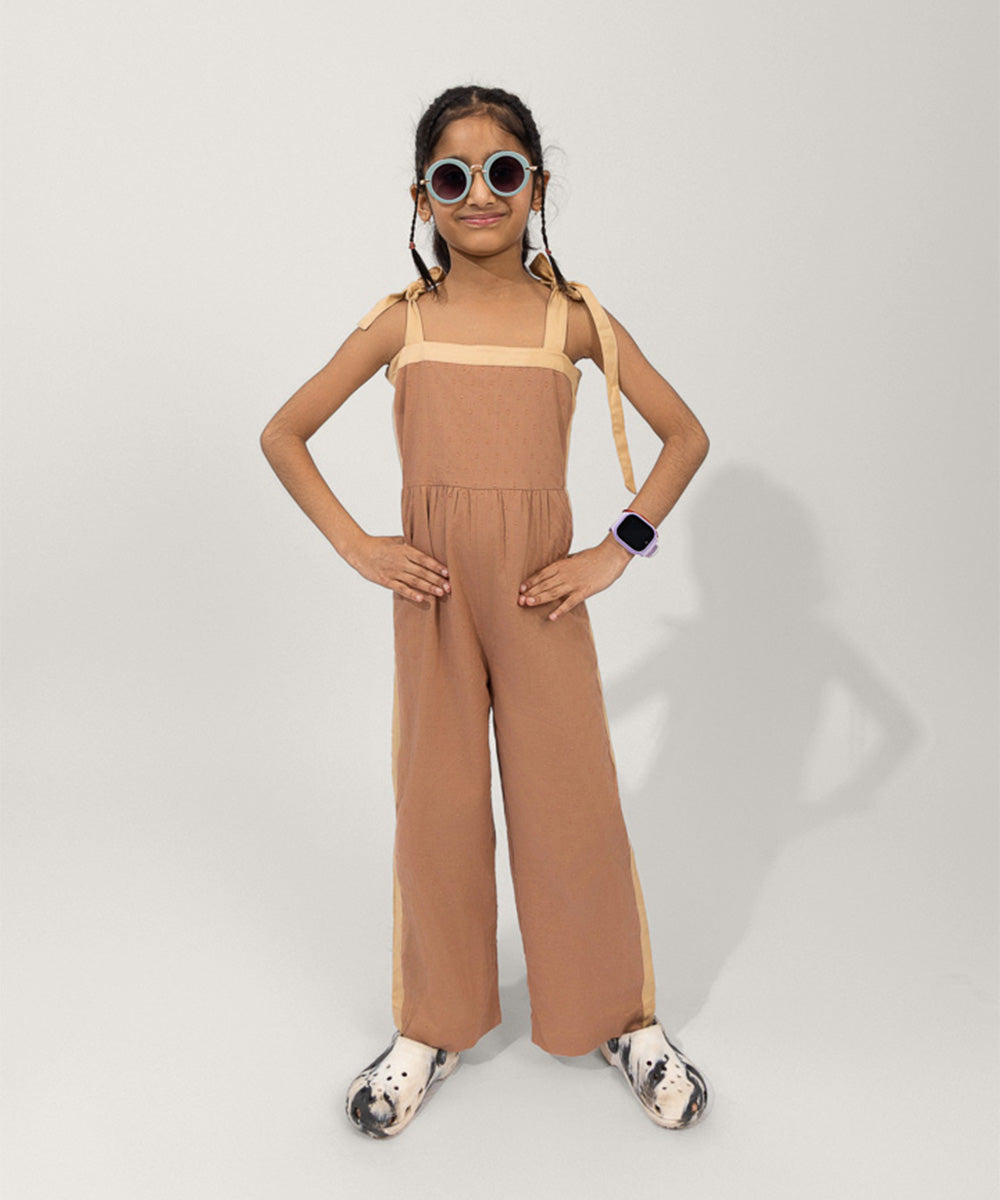 Mini Trend Girls Jumpsuit -  Mocha Mousse