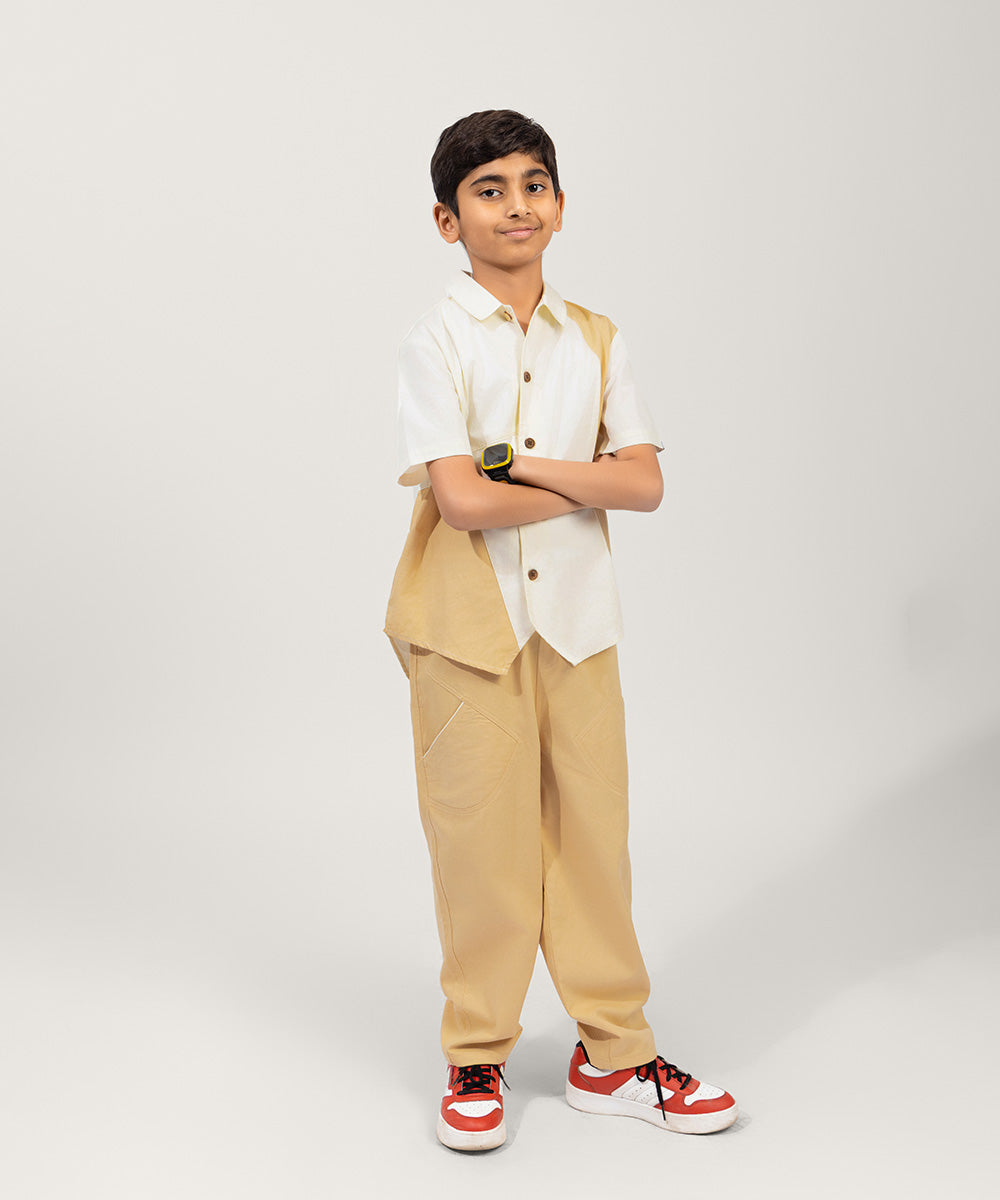 NextGen Colour Block Boys Co-ord Sets - Warm Vanilla Latte & Marshmallow