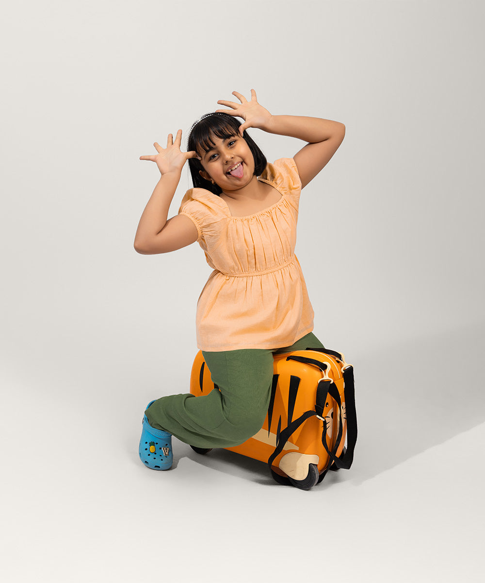 Fusion Flow Girls Co-ord Sets - Pastel Peach & Moss Green