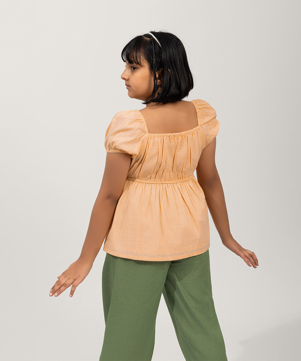 Fusion Flow Girls Co-ord Sets - Pastel Peach & Moss Green