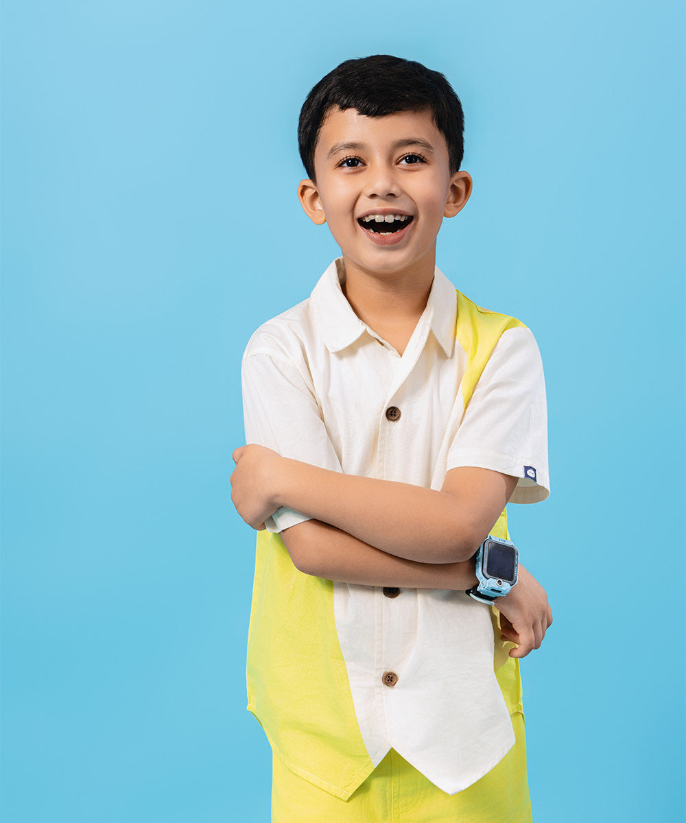 NextGen Colour Block Boys Co-ord Sets - Marshmallow & Bright Ray