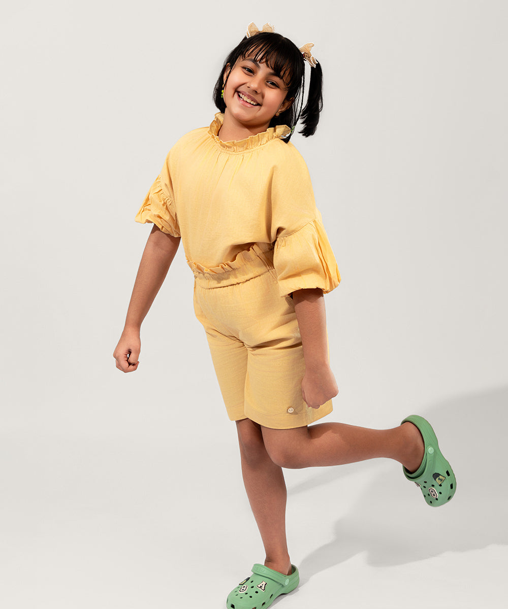 Frill Pop Girls Co-ord Sets - Vanilla Latte