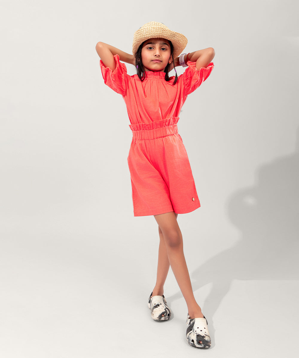 Frill Pop Girls Co-ord Sets  - Sugar Coral