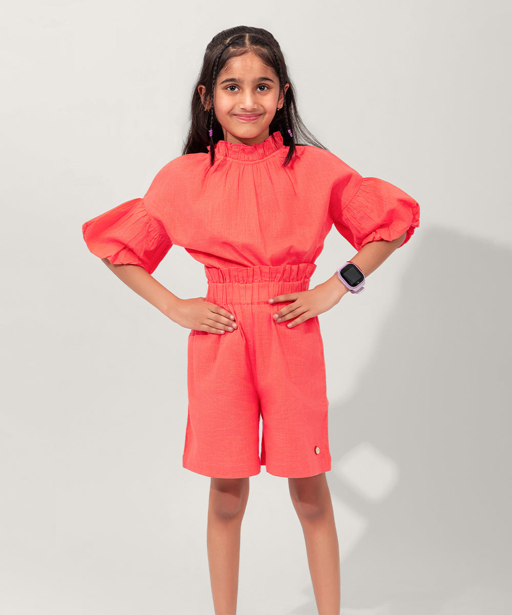 Frill Pop Girls Co-ord Sets  - Sugar Coral