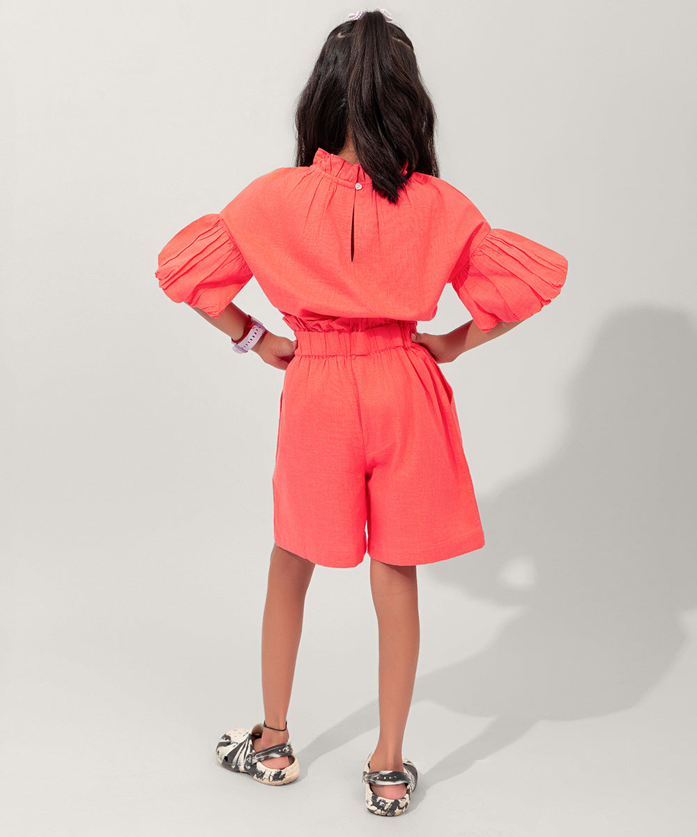Frill Pop Girls Co-ord Sets  - Sugar Coral