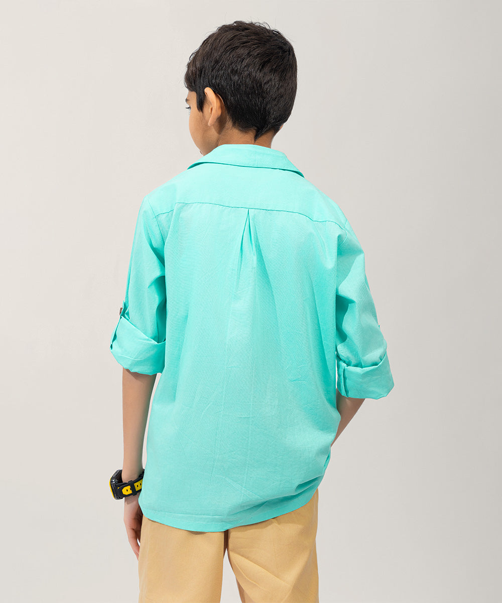 Metro Look Button-Up Boys Shirt - Blue Bird