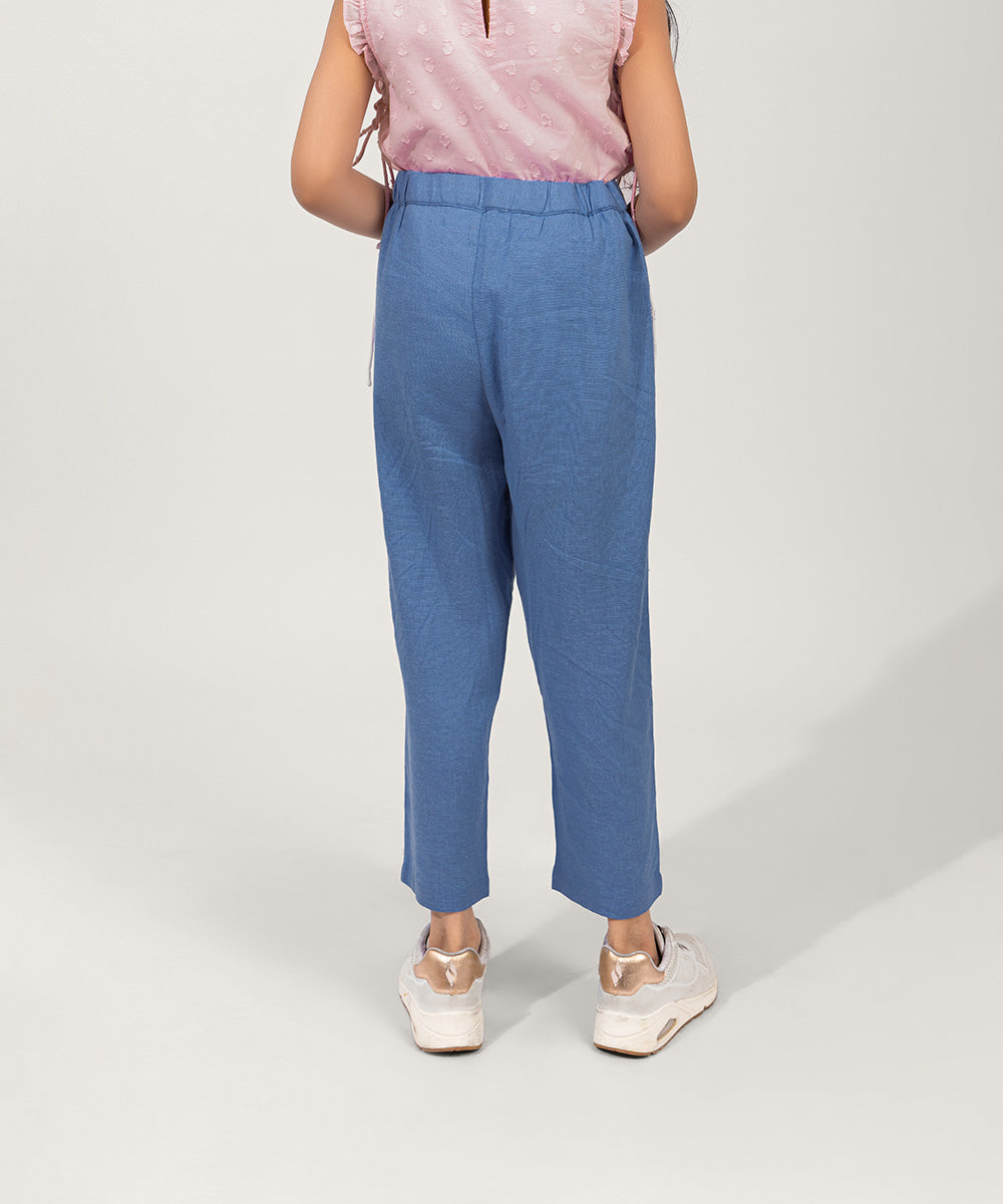 Happy Thread Linen Girls Pants - Light Blue