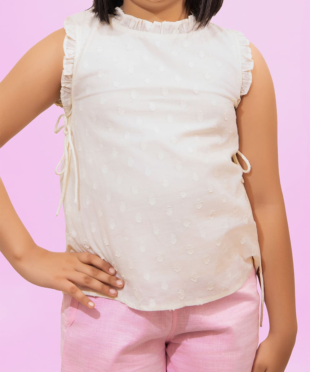 Blossom Breeze Sleeveless Girls Top - Marshmallow