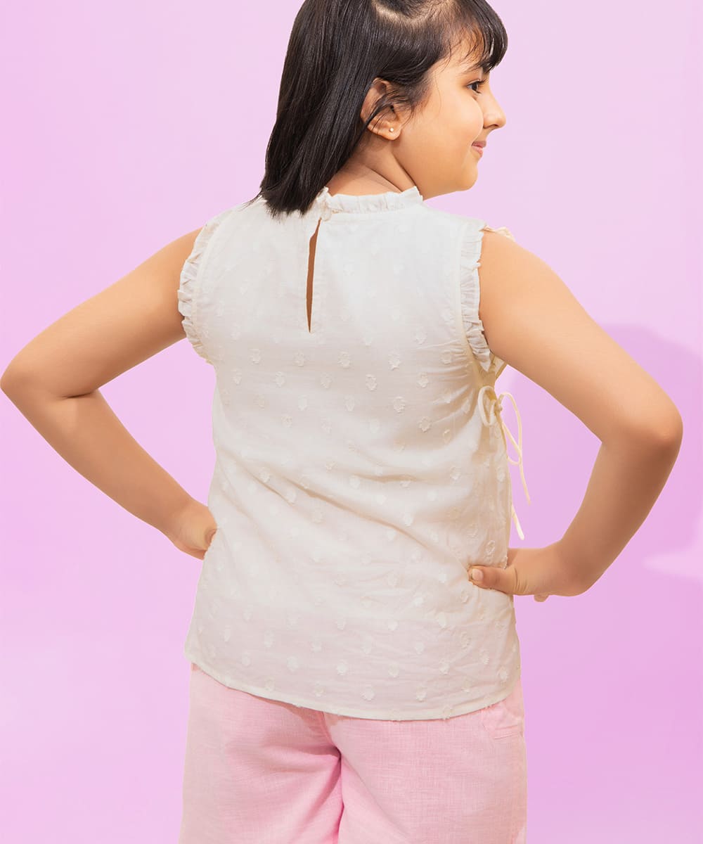 Blossom Breeze Sleeveless Girls Top - Marshmallow